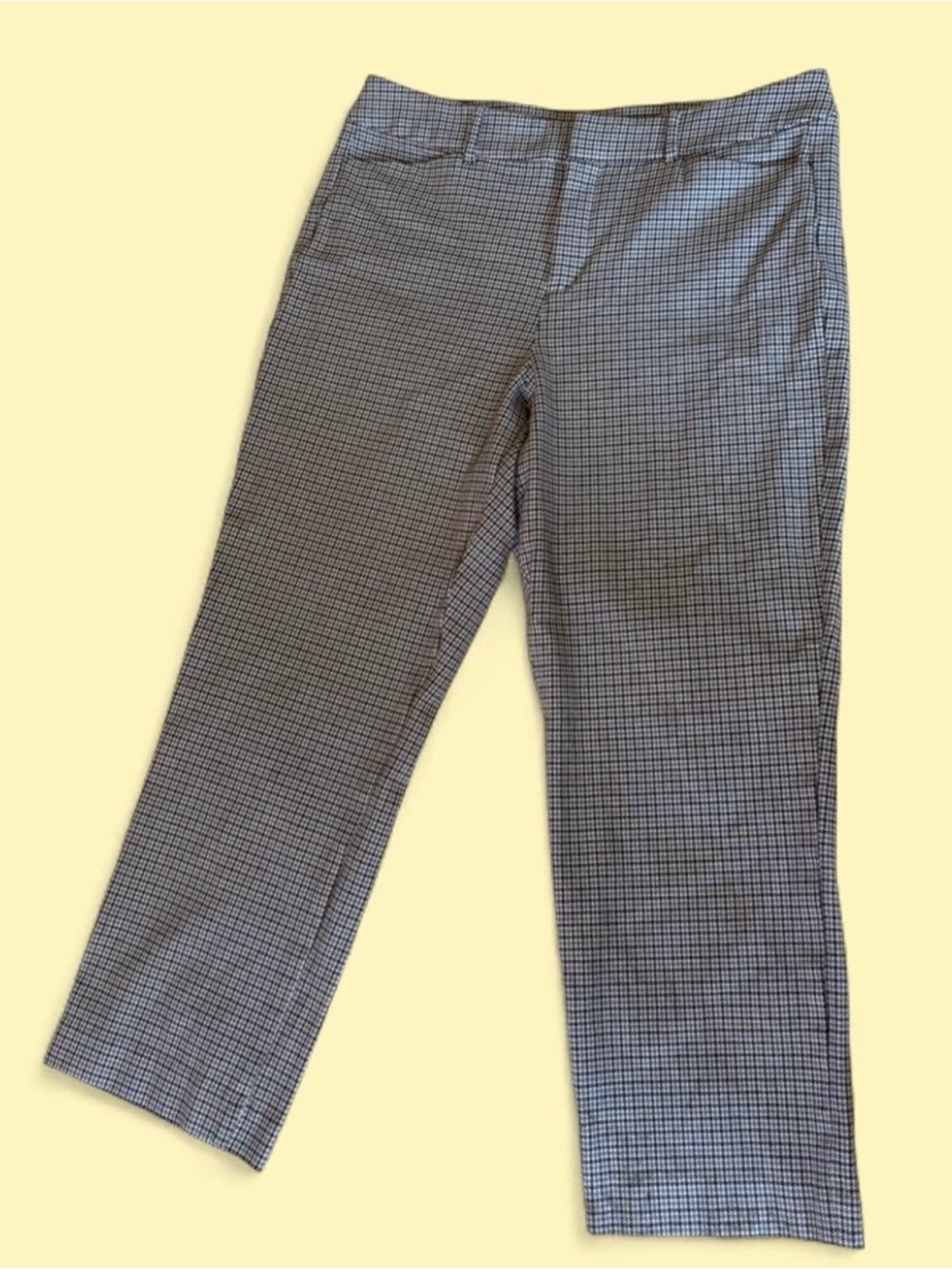Old Navy Blue and Gray Checked Straight-Leg Pants Trousers